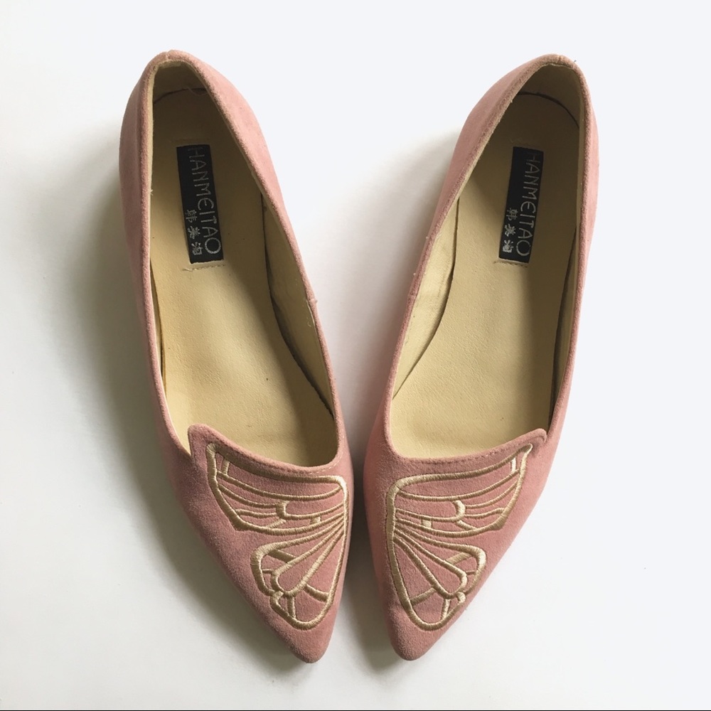 Vintage Dusty Pink Butterfly Flats 🦋💘